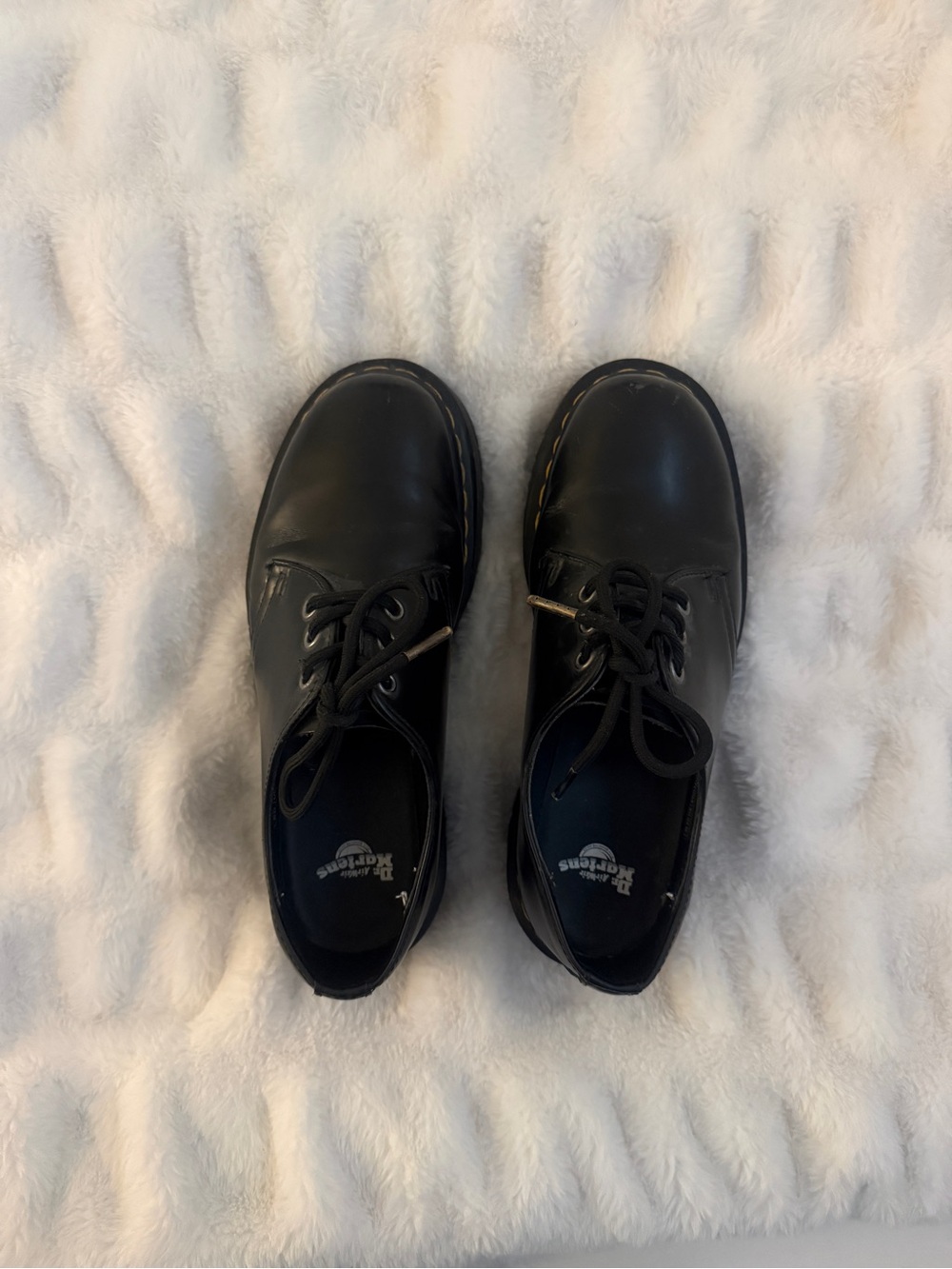 Dr. Martens Black Leather Lace-Up Flats